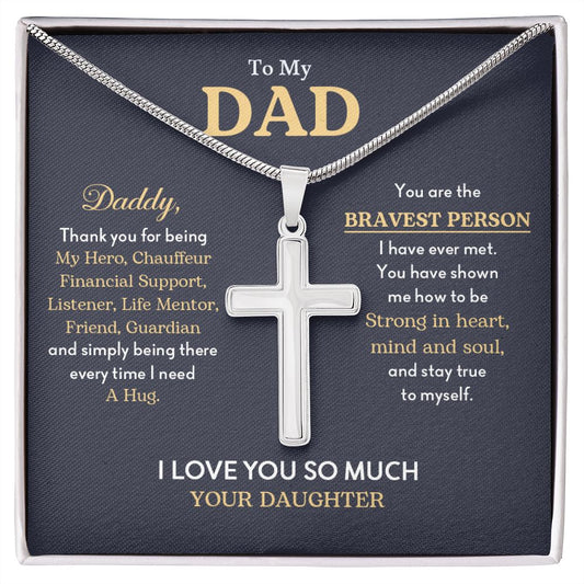 To My Dad | I Love You So Much - Stainless Steel Cross Necklace