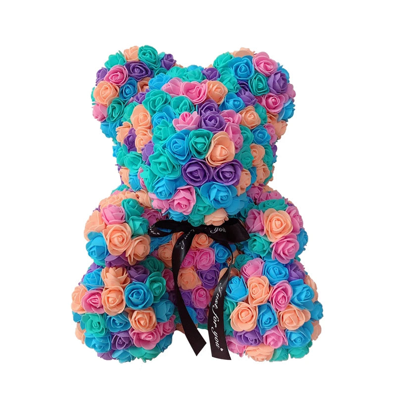 Teddy Bear of Rose Artificial Flowers | Rose Bear for Valentines Home Decoration