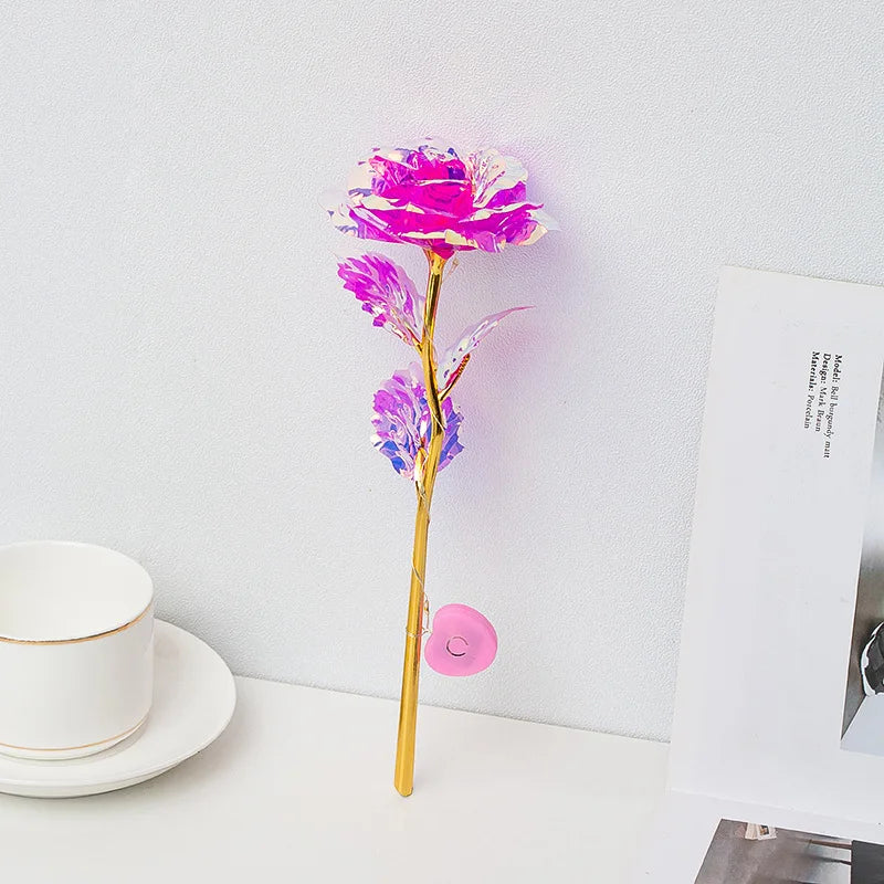 Artificial Rose Flowers Valentines Day Gift | Eternal Rose LED Light Foil Flower